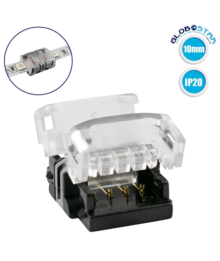 GloboStar® 70721 Ταχυσύνδεσμος Ένωσης IP20 - Strip To Strip Connector για Ένωση 2 x RGB Ταινίες LED Πλάτους 10mm